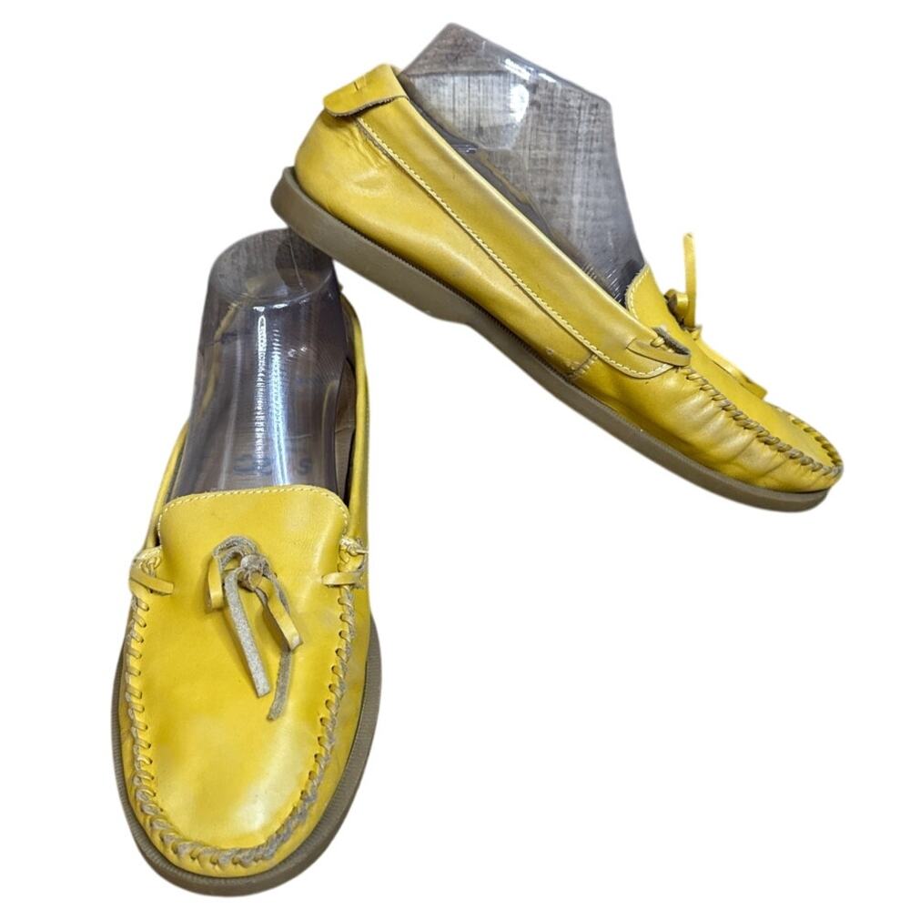 Bed Stu Anthropologie Helena Moccasin Loafer Mustard Yellow SZ 9.5